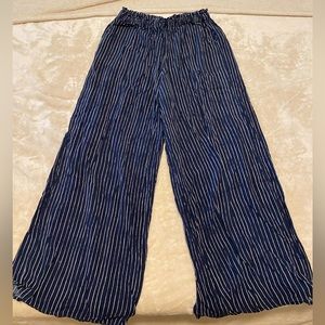 Navy Blue Striped Loose Pants